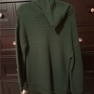 Green chunky cowl neck sweater
